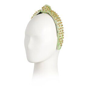 LELE SADOUGHI Green Embellished Brocade Slim Knotted Headband
